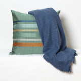 Brocade Stripe-Petrol Cushion and Cashmere Throw Set