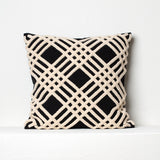 Chenille tufted cushion in black and beige 60cm x 60cm 24in x 24in