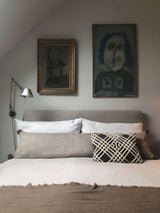 Chenille Cushion- Traditional Motif- Black and Beige Rectangular