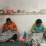 Vedic Napkin - Natural/Black small check set of 4