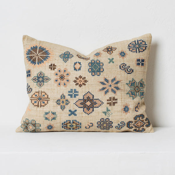 Small Hmong Cross-stitch Cushion- Natural