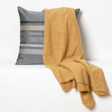 Brocade Stripe- Midnight Cushion and Cashmere Throw Set