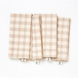 Vedic Napkin - Natural/Beige small check set of 4