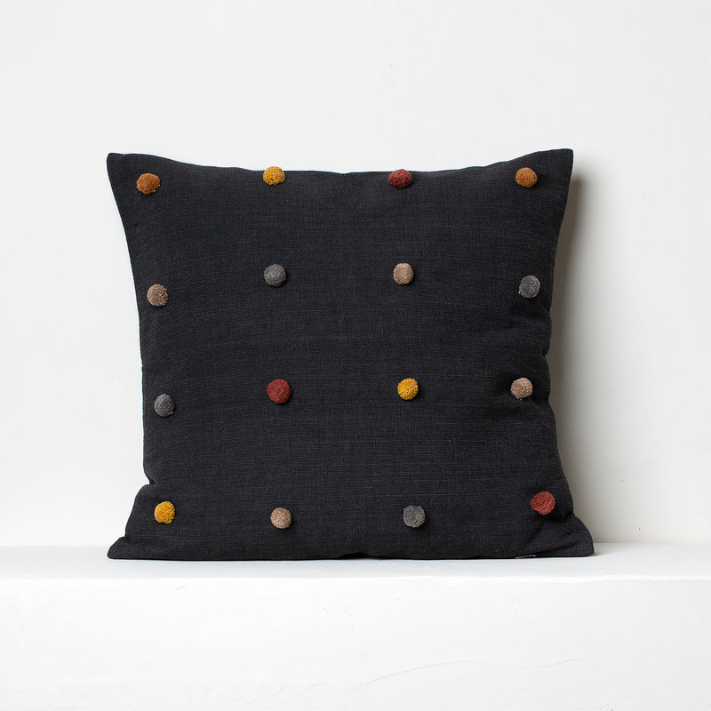Large PomPom Cushion – Dark Grey