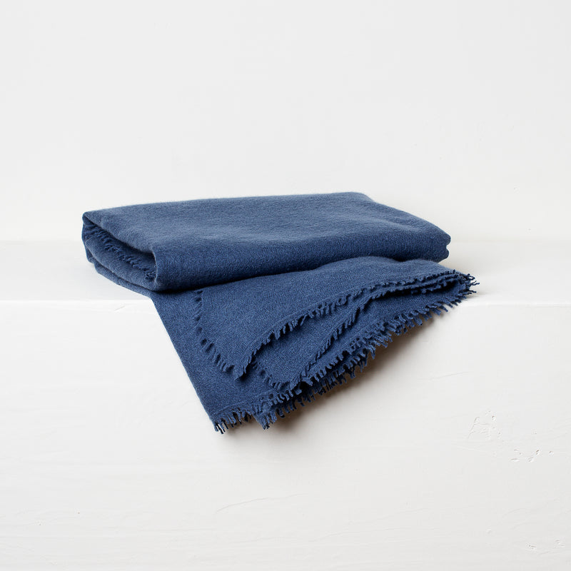 Cashmere/Wool Throw- Denim Blue