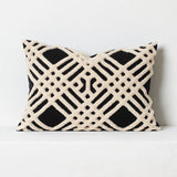 Chenille tufted cushion in black and beige 30cm x 50cm 12in x 20in