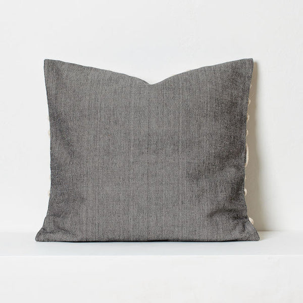 Chenille Cushion- Traditional Motif- Grey and Beige