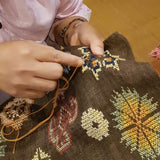 Hmong Cross-stitch Cushion- Taupe